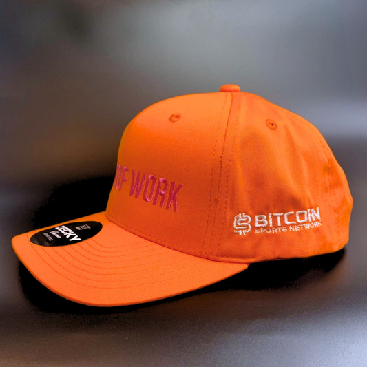 Proof of Work Signal Cap – Orange with Pink Embroidery
